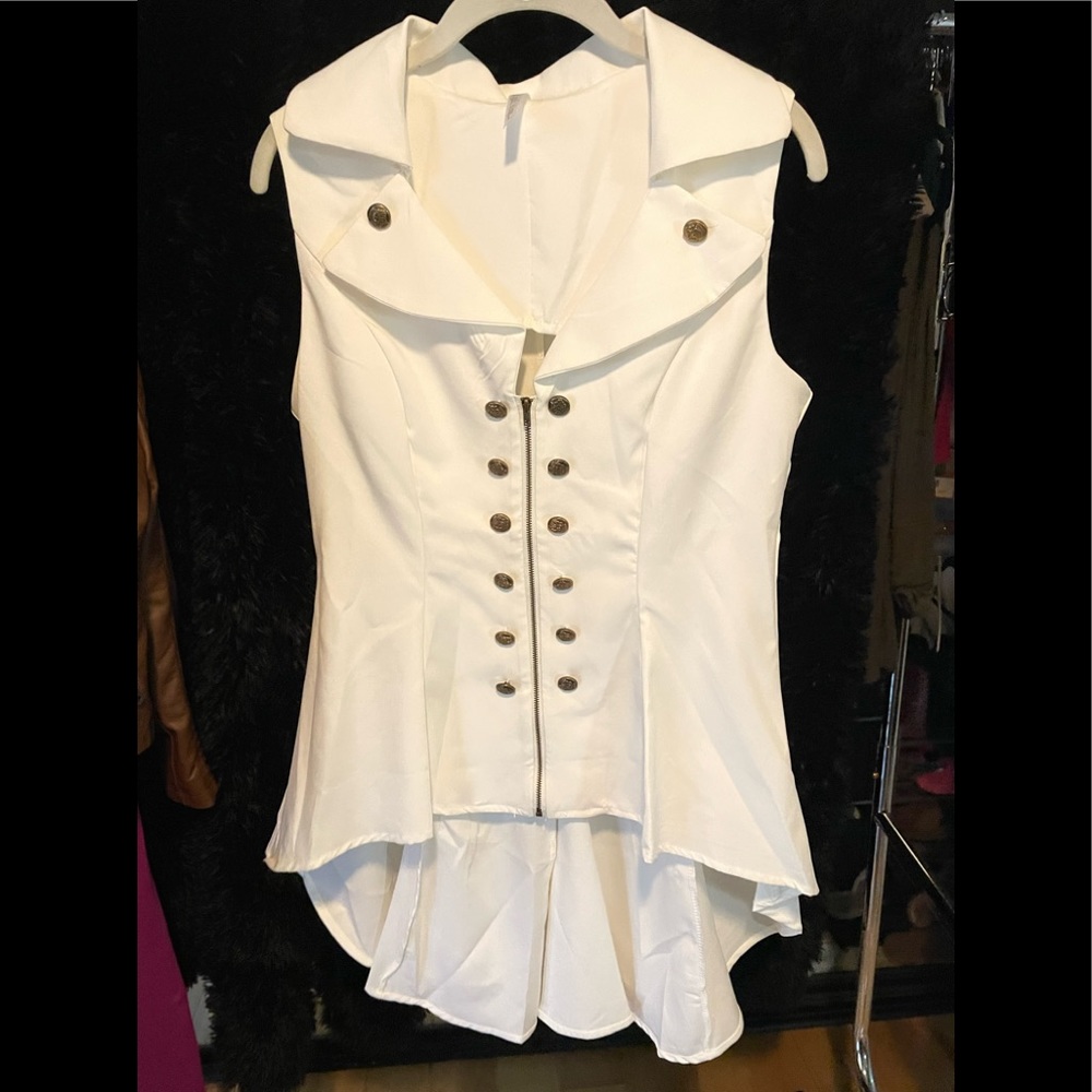 White embellished vest/ overcoat